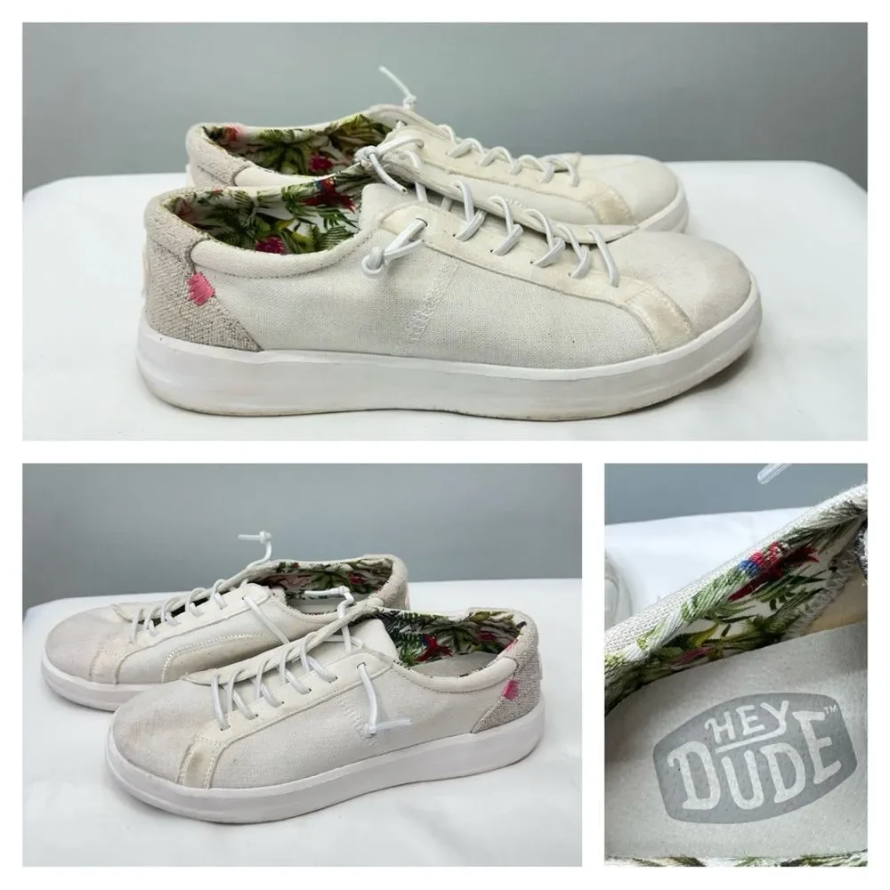 Hey Dude Karina Coconut White loafers flats shoes women's 9‎